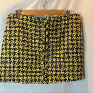 Mango Yellow and Blue Patterned Mini Skirt